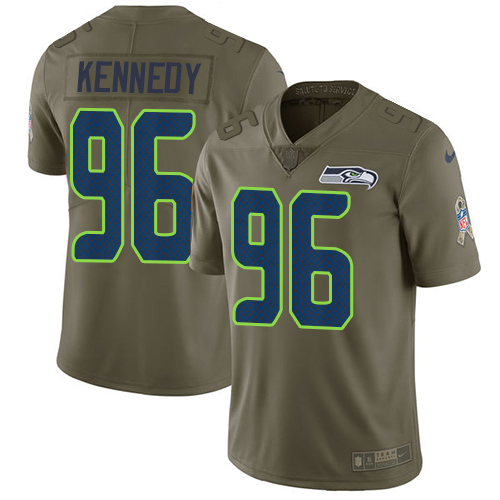 Nike Seahawks #96 Cortez Kennedy Olive Men's Stitched NFL Limited Salute to Service Jersey